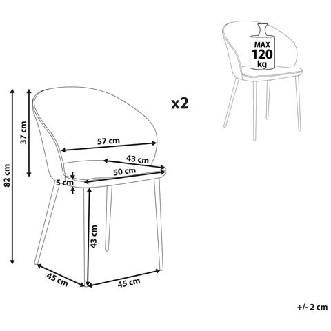 Set Di 2 Sedie Da Pranzo Tessuto Beige Chiaro Mason - Foto 2