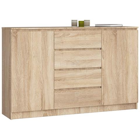Cassettiera K160, 2 ante e 4 cassetti, 160x40x99 cm, Colore Sonoma Quercia - Foto 1