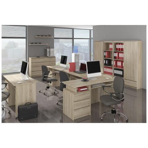 Cassettiera K160, 2 ante e 4 cassetti, 160x40x99 cm, Colore Sonoma Quercia - Foto 8