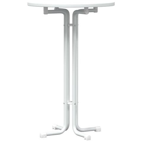 Tavolo da Pranzo Bianco 70 (diametro) x110 cm Legno Multistrato e Acciaio - Foto 2