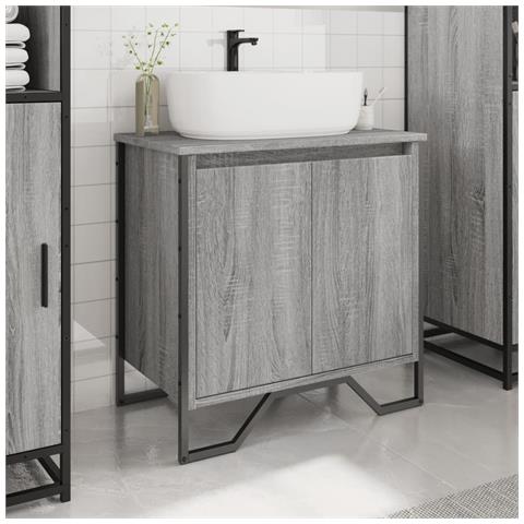 Mobile Lavabo Bagno Grigio Sonoma 60x35x60 Cm In Truciolato - Foto 3