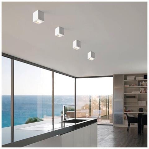 Portafaretto Gesso Da Soffitto Gu10 Porta Faretto Quadrato Bianco Verniciabile - Foto 1