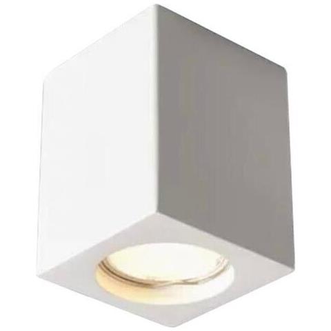 Portafaretto Gesso Da Soffitto Gu10 Porta Faretto Quadrato Bianco Verniciabile - Foto 2