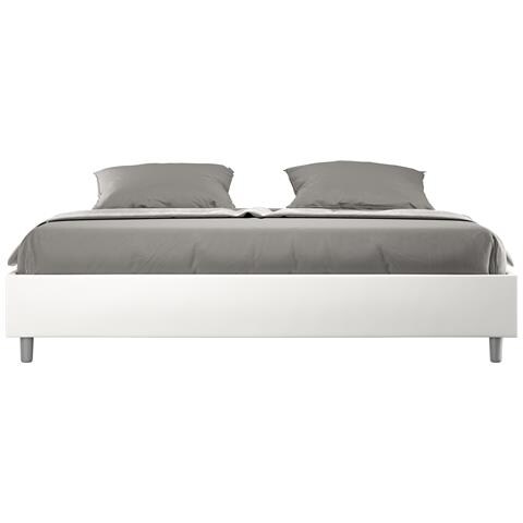 Letto Sommier Contenitore Imbottito 200x200  Similpelle Bianco Azelia - Foto 1
