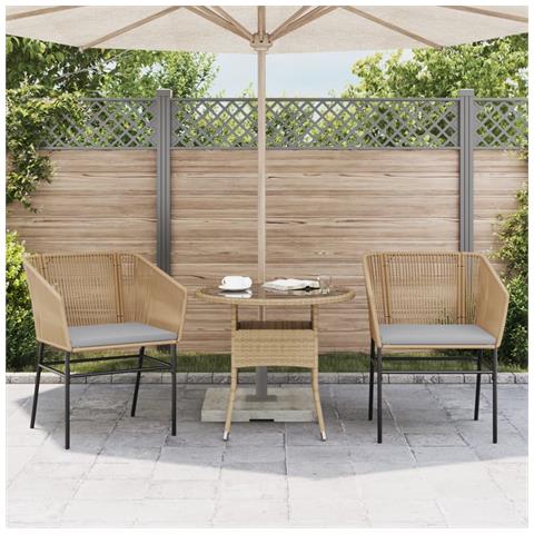 Sedie da Giardino 2pz con Cuscini Marrone in Polyrattan - Foto 10
