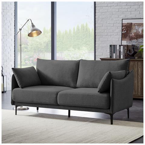 Divano Industriale A 2 Posti Sasha In Tessuto Grigio Scuro - Foto 1
