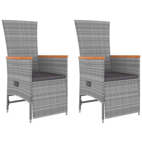 Set Mobili Giardino 3pz Grigio Polyrattan Legno Massello Acacia - Foto 7