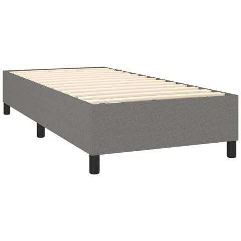 Letto a Molle Materasso e LED Grigio Scuro 90x190 cm in Tessuto - Foto 2