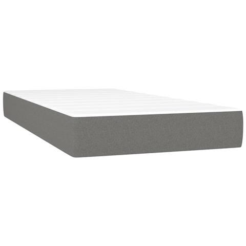 Letto a Molle Materasso e LED Grigio Scuro 90x190 cm in Tessuto - Foto 8