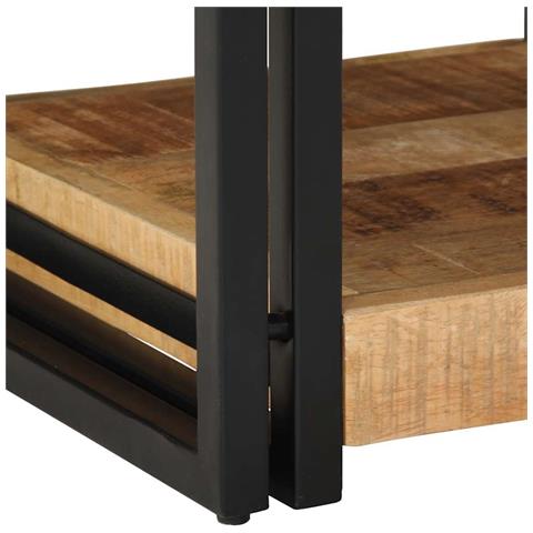 Comodini 2 pz 40x40x50 cm in Legno Massello di Mango Grezzo - Foto 2