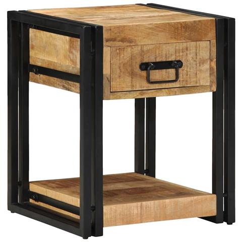 Comodini 2 pz 40x40x50 cm in Legno Massello di Mango Grezzo - Foto 1