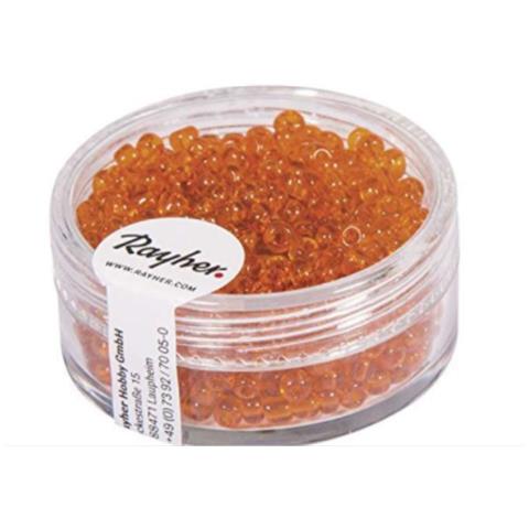 Rayher - 17 Grammi - Perline Rotonde In Vetro Trasparente Ø2,6mm - Colore Arancione - Foto 1