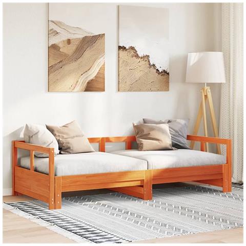 Dormeuse Senza Materasso Marrone Cera 90x200 Cm Legno Di Pino - Foto 1