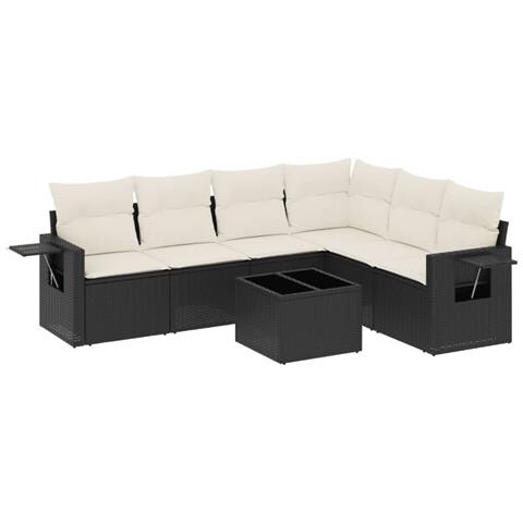 Set Divani Da Giardino Con Cuscini 7pz Nero Polyrattan - Foto 2