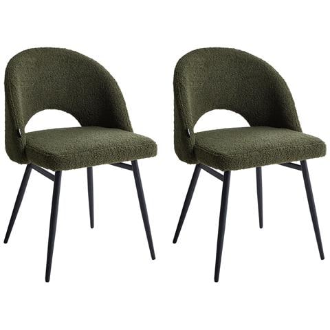 Set Di 2 Sedie Da Pranzo Onaga Bouclé Verde Scuro - Foto 2