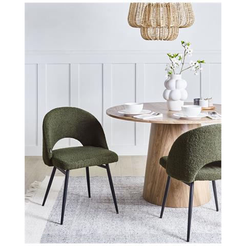Set Di 2 Sedie Da Pranzo Onaga Bouclé Verde Scuro - Foto 1