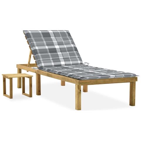 Lettino Da Giardino Con Tavolino Cuscino Legno Pino Impregnato - Foto 2