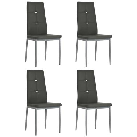 Lusso Casadino - Sedie Da Pranzo 4 Pz Grigie In Similpelle - Foto 2