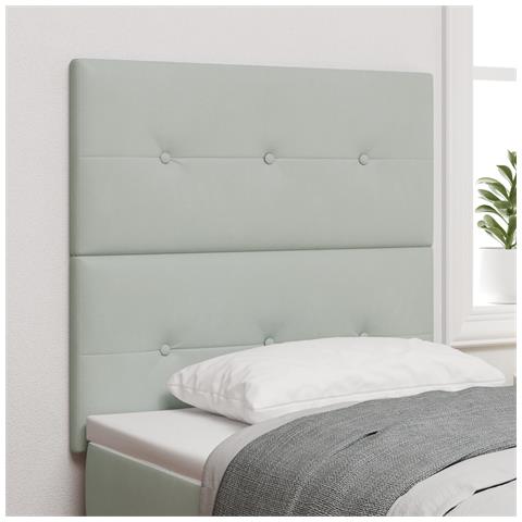 Testiera  Imbottita Grigio Chiaro 100 cm in Velluto - Foto 2