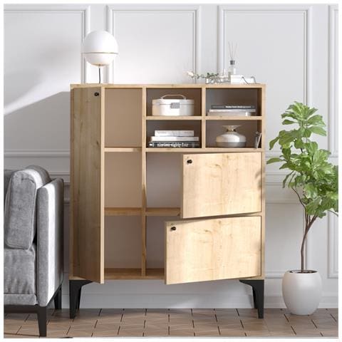 Ewa Credenza Alta Con 3 Ante E 4 Nicchie In Rovere 100x125cm - Foto 2