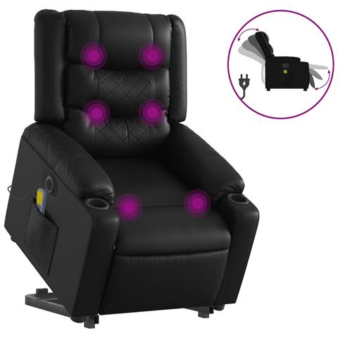 Poltrona Alzapersona Massaggiante Elettrica Nera in Similpelle - Foto 1