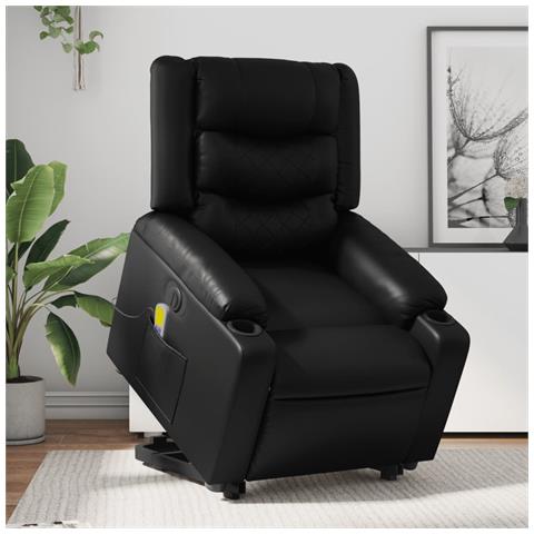 Poltrona Alzapersona Massaggiante Elettrica Nera in Similpelle - Foto 2