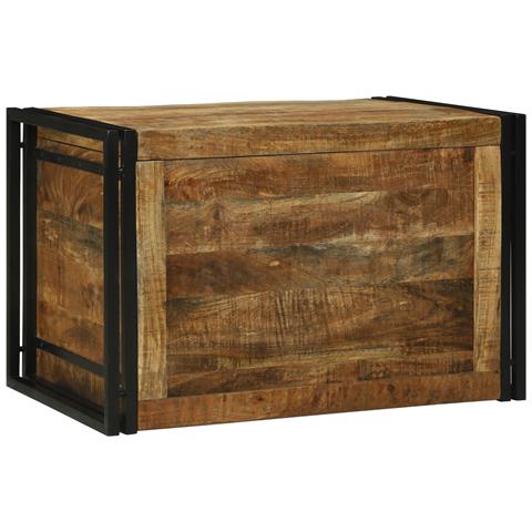 Scatola di Stoccaggio 80x50x50 cm in Legno Massello di Mango - Foto 1