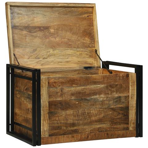 Scatola di Stoccaggio 80x50x50 cm in Legno Massello di Mango - Foto 2