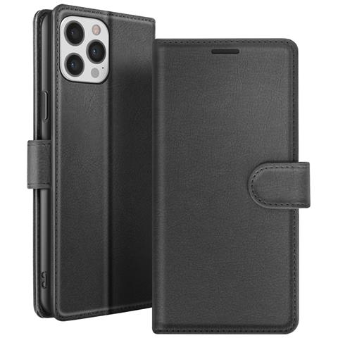 Custodia A Portafoglio Per Iphone 12 Pro Max Con Supporto E Linguetta Magnetica, Nero - Foto 1