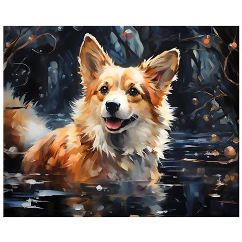 Dipingere Con I Numeri Pittura A Olio Fai Da Te Tela Immagine Cane Autunno 40x50 Cm - Foto 1