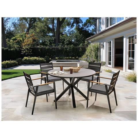 Set Da Pranzo Da Giardino 4 Posti Maletto /taviano Con Cuscini Metallo Grigio /nero - Foto 1