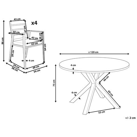 Set Da Pranzo Da Giardino 4 Posti Maletto /taviano Con Cuscini Metallo Grigio /nero - Foto 8