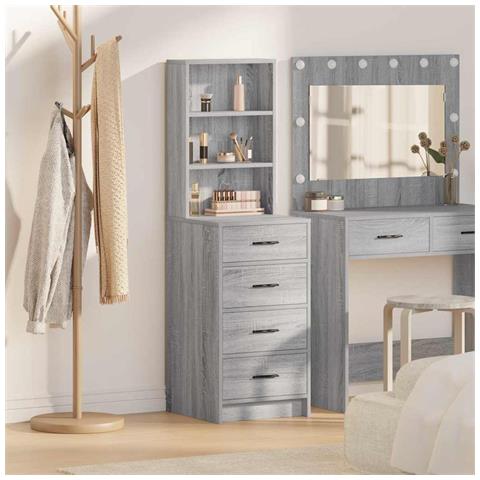 Credenza Grigio sonoma 40 x 41 x 135 cm Legno multistrato - Foto 2