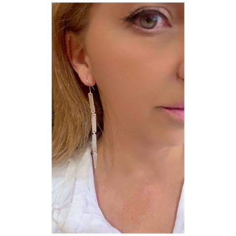 Orecchino Lungo E Sottile, Placcato Argento - Foto 3