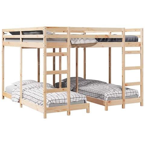 Struttura letto a castello triplo Naturale 80 / 200 x 200 cm - Foto 1