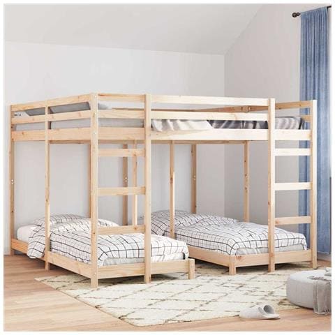 Struttura letto a castello triplo Naturale 80 / 200 x 200 cm - Foto 2