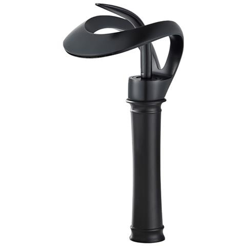 Rubinetto per lavabo da bagno, Blackswan, tipo M217, modello nero con bocca a cascata e montaggio su piano, misura 34 cm - Foto 1