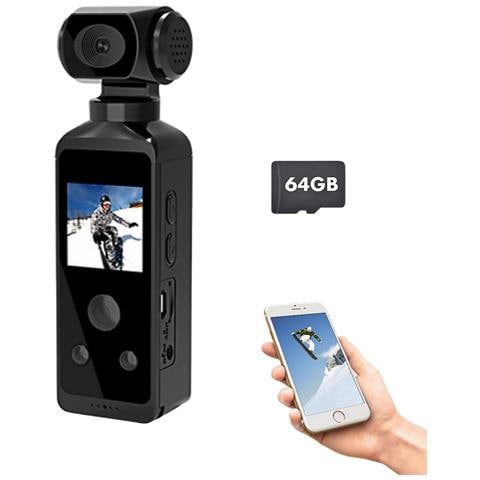 Fotocamera Tascabile Da 64 Gb Ultra Hd 4k, Mini Videocamera Sportiva Portatile Girevole A 270°, Eis /fotografia Time-lapse /riprese Al Rallentatore /fotocamera Subacquea - Foto 1