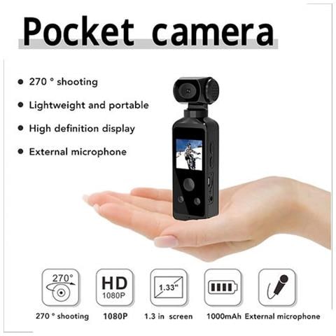 Fotocamera Tascabile Da 64 Gb Ultra Hd 4k, Mini Videocamera Sportiva Portatile Girevole A 270°, Eis /fotografia Time-lapse /riprese Al Rallentatore /fotocamera Subacquea - Foto 7