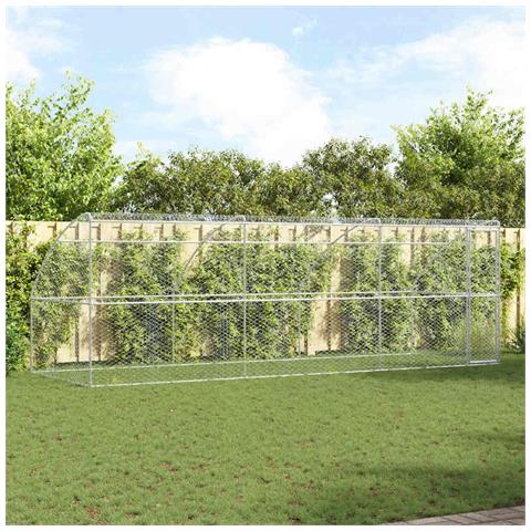 Cuccia per cani 3 pcs Argento 6 x 2 x 2 m Acciaio zincato - Foto 2