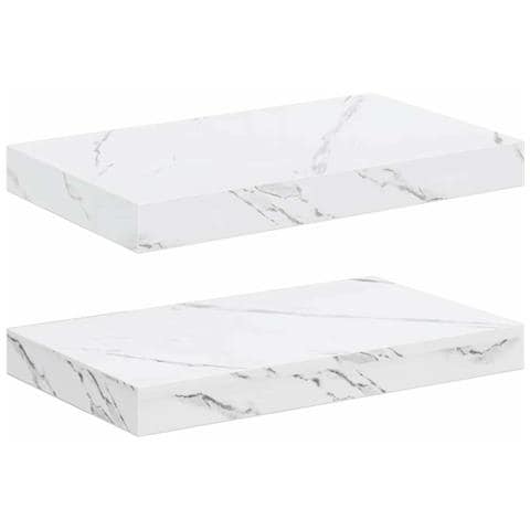 Scaffale da parete 2 pcs Marmo Bianco 40 x 23,5 x 4 cm - Foto 1