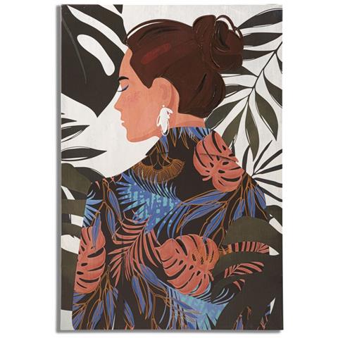 Stampa Dipinta Lady Jungle B Donna Di Profilo Con Abito Jungle 80x120 Cm - Foto 1