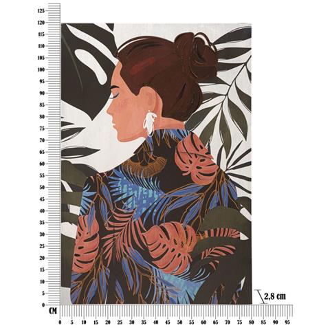 Stampa Dipinta Lady Jungle B Donna Di Profilo Con Abito Jungle 80x120 Cm - Foto 6
