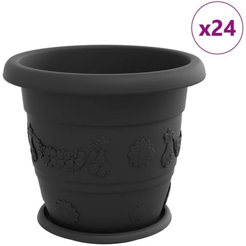Vasi per Piante 24 pcs Nero Ø 26 x 21.5 cm Plastica - Foto 1