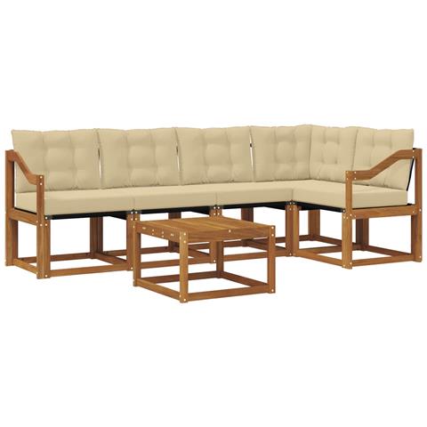 Set di divani da esterno con cuscino 6 pcs Naturale e Beige - Foto 1