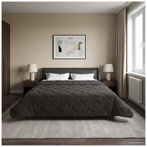 Duvet Estivo Antracite 200 x 220 cm Microfibra e Fleece Teddy - Foto 2