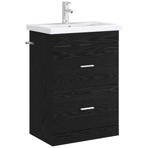 Mobiletto da Bagno Sotto Lavabo Rovere Nero 56 x 37,5 x 81 cm - Foto 2