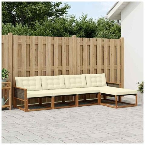 Set di divani da esterno con cuscino 5 pcs Naturale e Crema - Foto 2
