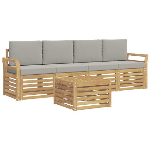 Set di divani da esterno 5 pcs Bianco e Grigio Chiaro - Foto 1