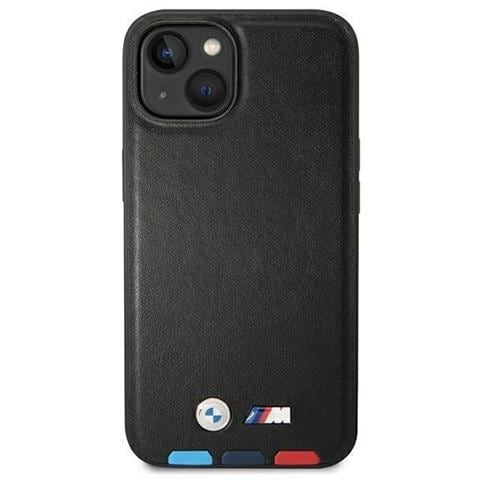 Custodia Bmw Bmhmp14m22ptdk Per Iphone 14 Plus 6.7 Nera / Nera Con Stampa In Pelle Tricolor Magsafe - Foto 1
